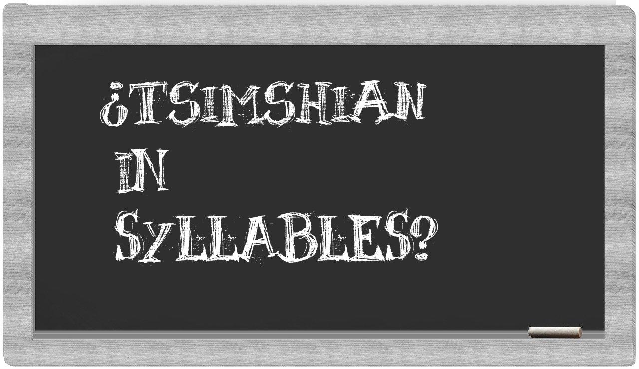 Tsimshian in syllables