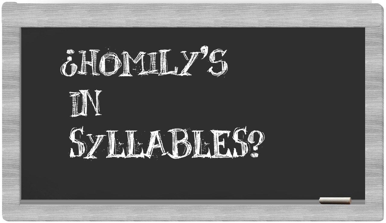 homily's in syllables