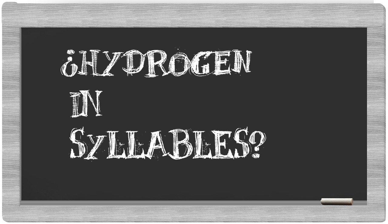 hydrogen in syllables