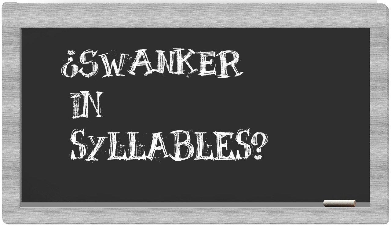 swanker in syllables