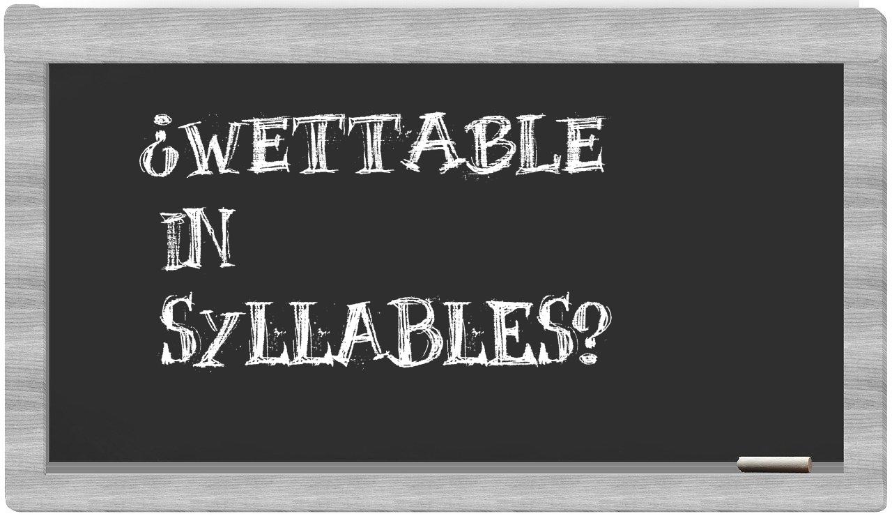 wettable in syllables